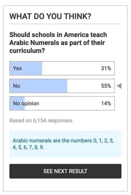 Murica don't want arabic numerals lol