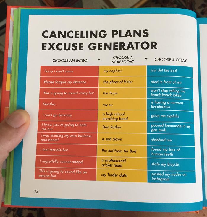 Canceling plans excuse generator (oc)