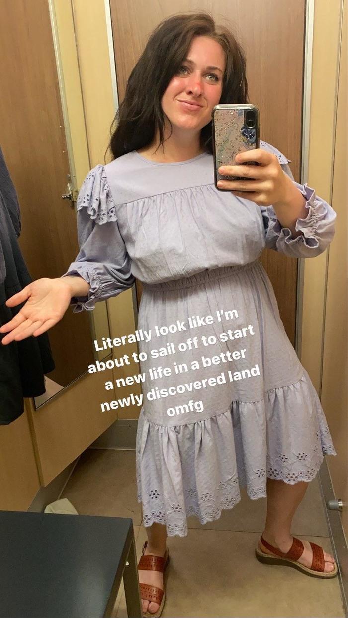 The fashion trends lately have me very, very confused. I belong on a prairie somewhere in this.