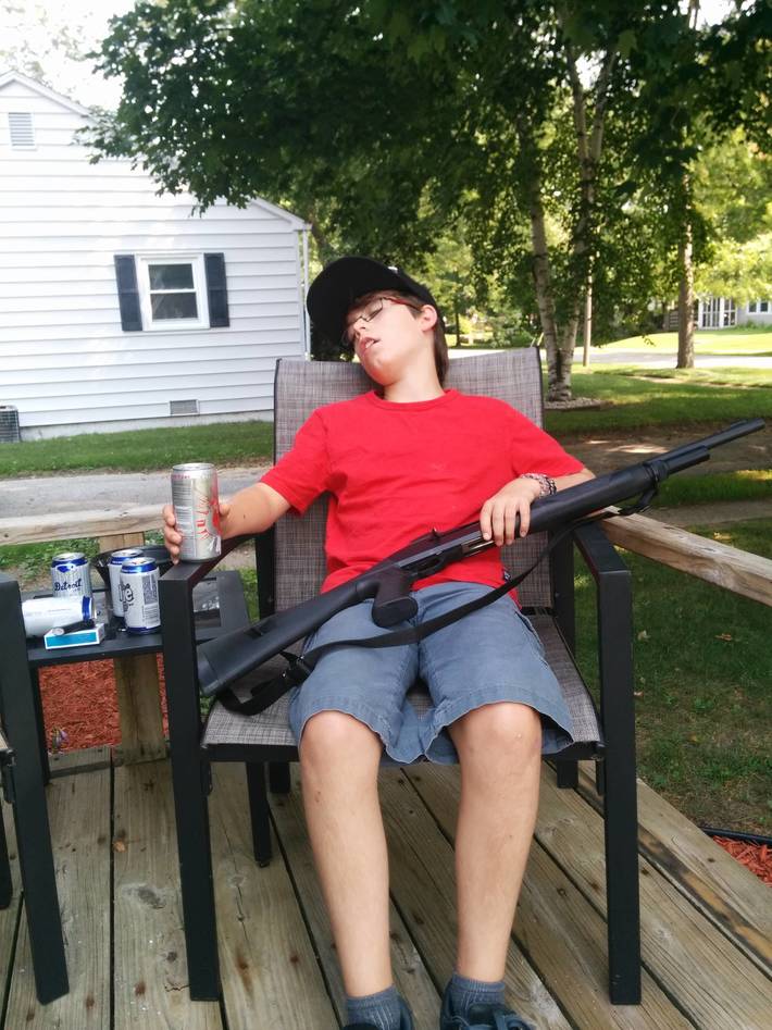 My cousins mom let me take him out for a day of "safe" fun. She was not amused