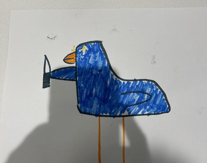 I work in a children’s psych facility. I asked my patient why they drew this and the response “You mess with Abby(pet bird) you get the stabby”