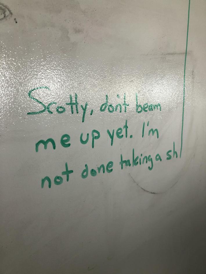 Closing up shop. A member of our away team left a message for the next tenants.