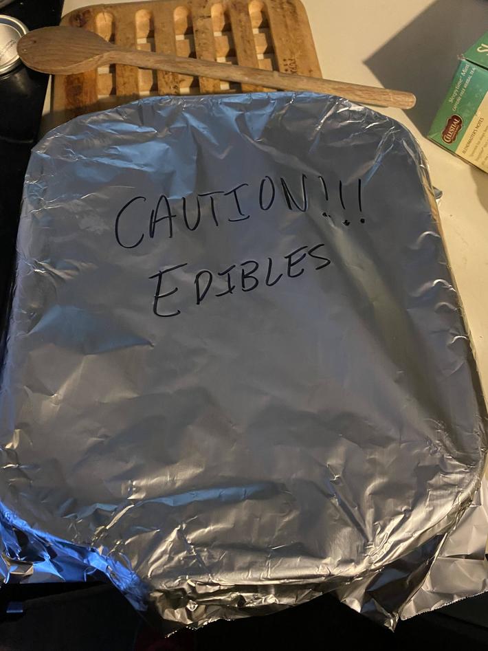 I work nights, and when my daughter was young, she used to leave brownies on the counter with cute little messages written on top for me. Since she went to college, the messages have changed a bit.