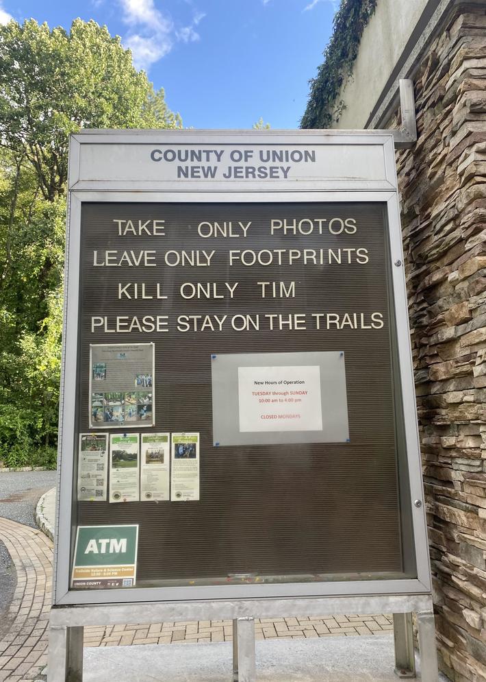found on my hiking trail today. what did tim do?!