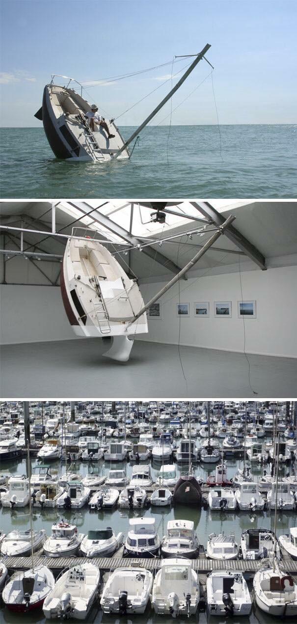 A boat that makes it look like it's sinking