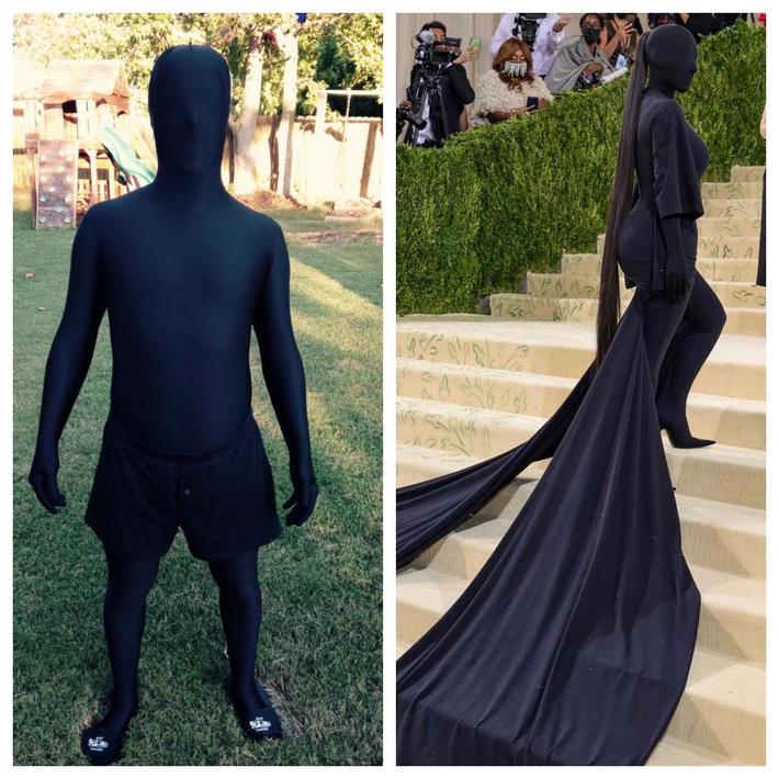 The is me, circa 2014, on the left. Kim Kardashian on the right, 2021. Who wore it better?