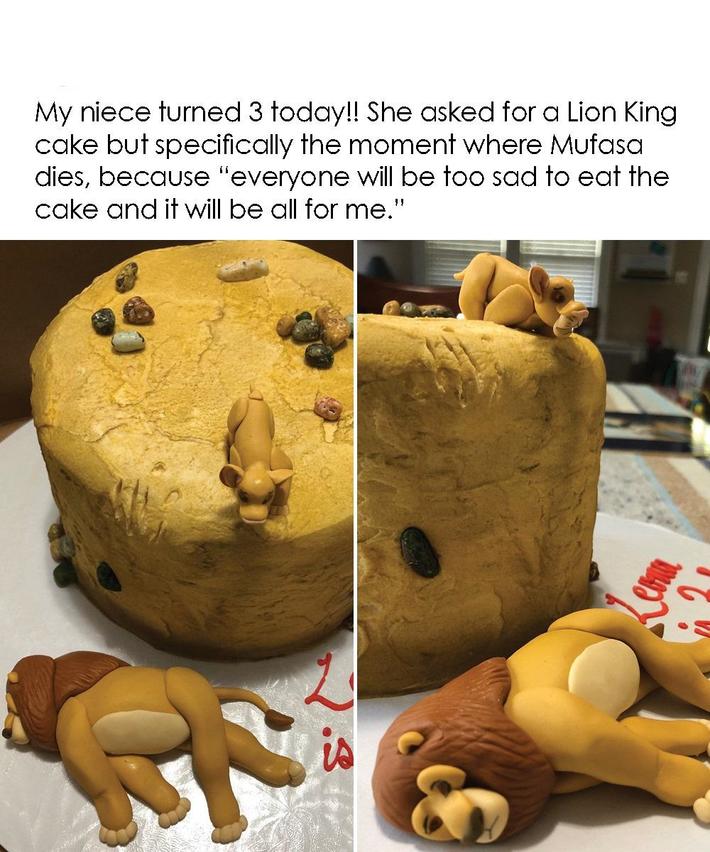 All the cake to herself.