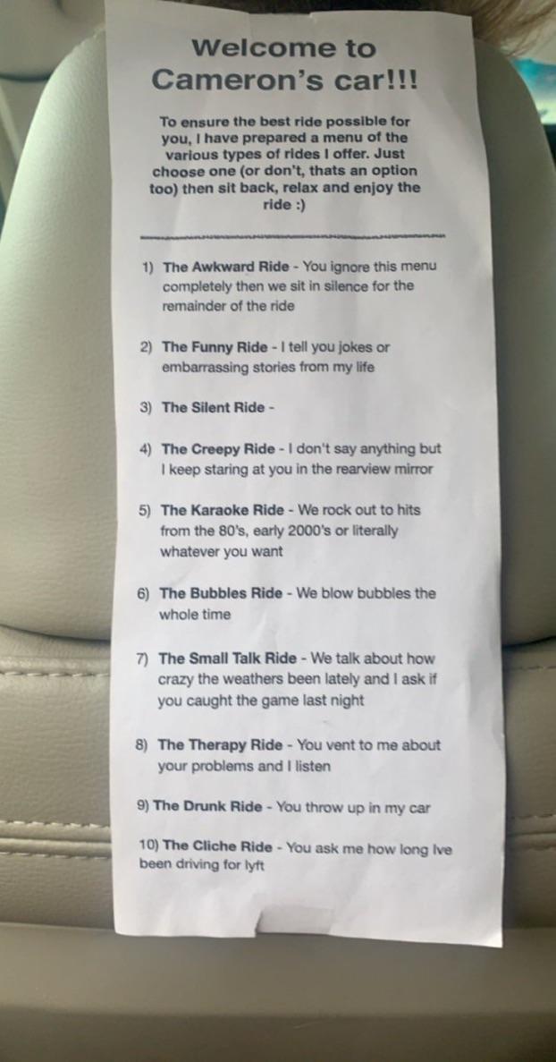 What we do for a 5 star uber review