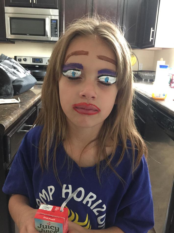 That time my daughter got her face painted (by an actual adult) at summer camp. She was very offended that I couldn’t tell she was “Elsa from Frozen”.