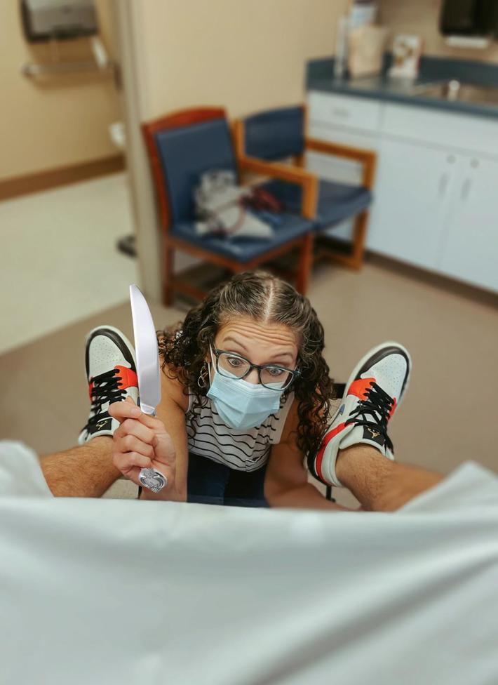 The doctor walked in as we were taking this and scolded me for not taking my vasectomy more seriously.