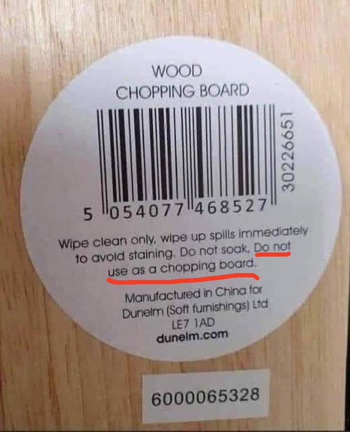 Don’t use this chopping board as a chopping board.