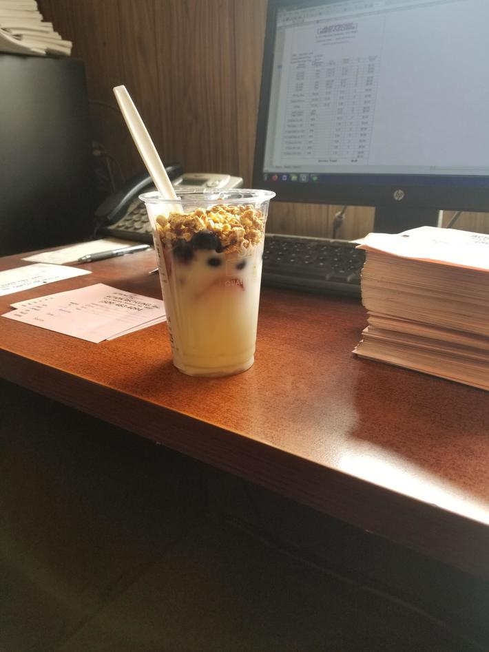 I don't know what I did wrong but my parfait is not amused. At all.