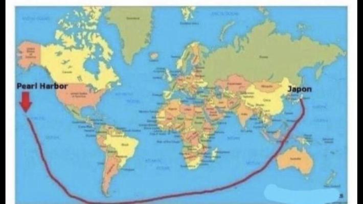 This is how Japan attacked Pearl Harbor. According to flat earthers
