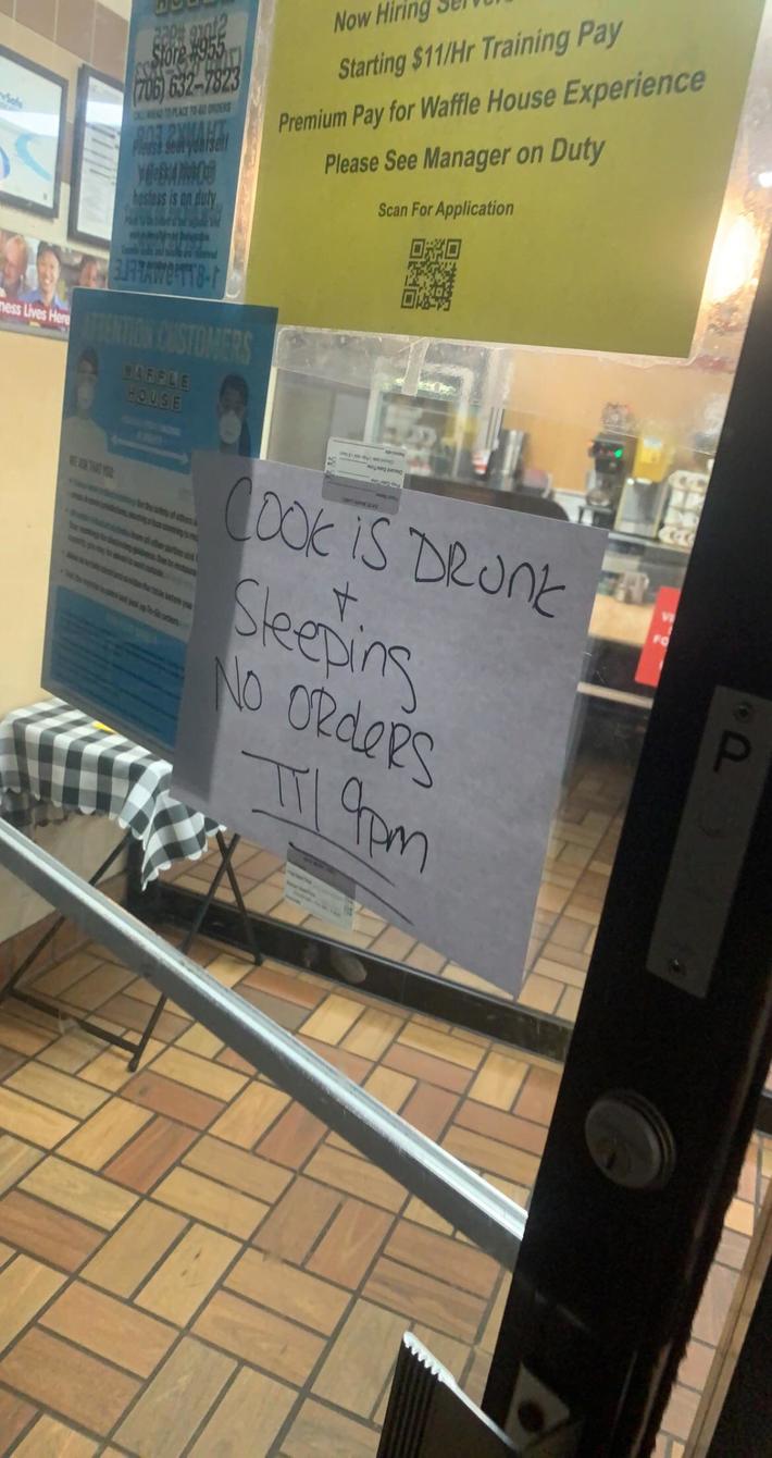Sign tonight at Waffle House in Blue Ridge Ga.