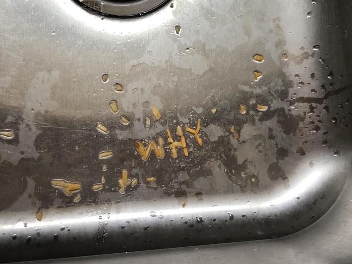 My partner left potato chip crumbs in the sink last night so I sent him this