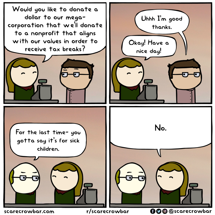 Save the dollar &amp; donate it yourself [oc]