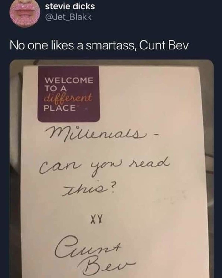 Settle down Bev