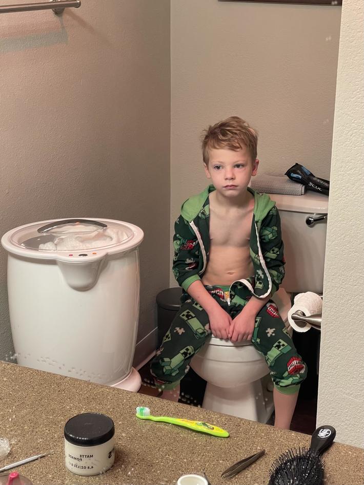 How I found my son after telling him that he has to wake up early for school for 12-20 more years [OC]