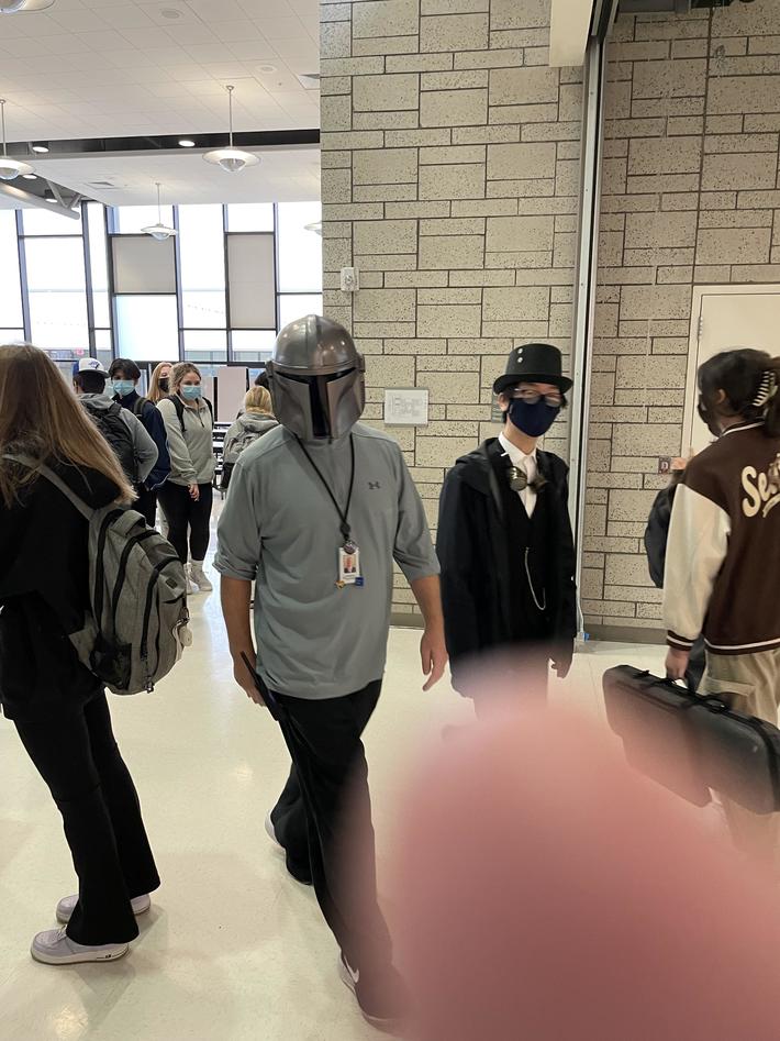 One of our teachers wore a mandalorian mask and walked around saying “Do your homework, this is the way.”