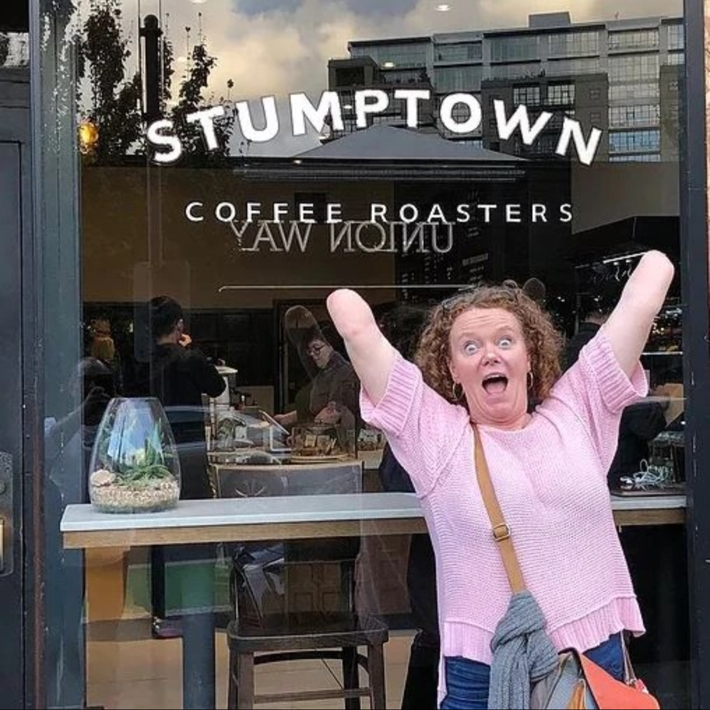 Lady has a great sense of humor.