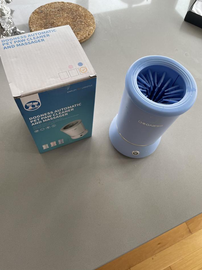 Our dogs got a electric dog paw cleaner for Christmas that cleans by rotating…