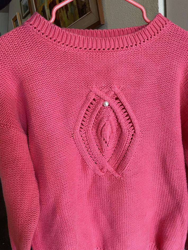 Saw this sweater posted a few weeks ago, bought the same one and added a pearl for effect