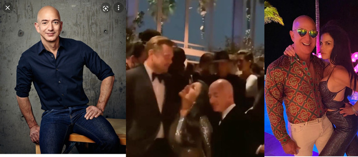 Jeff bezos before and after the Leonardo dicaprio incident with his gf.