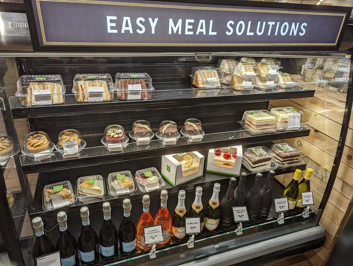 The Easy Meal Solutions section is filled with nothing but cake and wine.