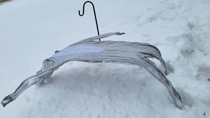 UPDATE: It warmed to 26 f and the pajamas are melting Matrix-style
