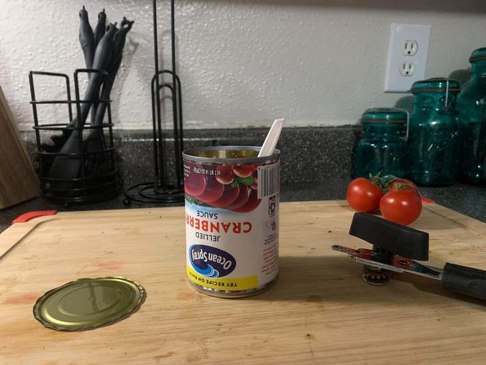 Last night my girlfriend got high and ate a whole can of cranberry sauce...