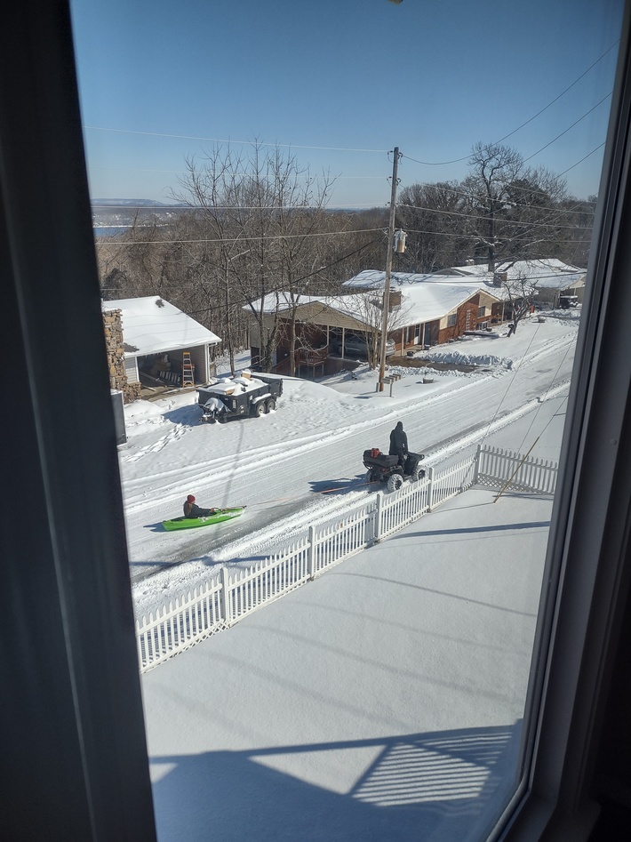 Parents got snowed in at the lake house. Mom sent me this and said "your father and his friend are out of control"