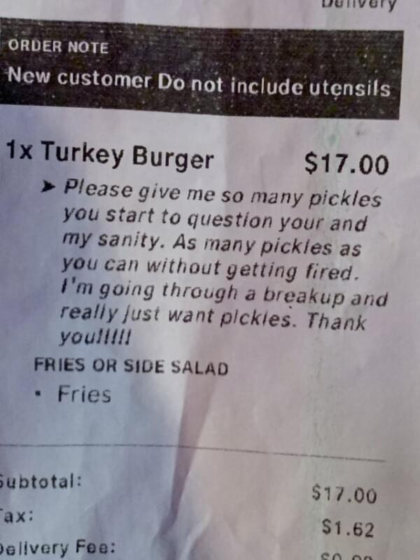 Pickles are nice, but damn — so pricey!
