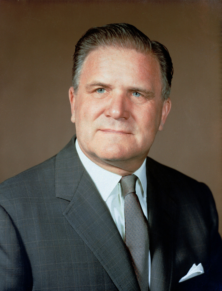 former head of NASA, James Webb, seen here before transforming into a giant space telescope