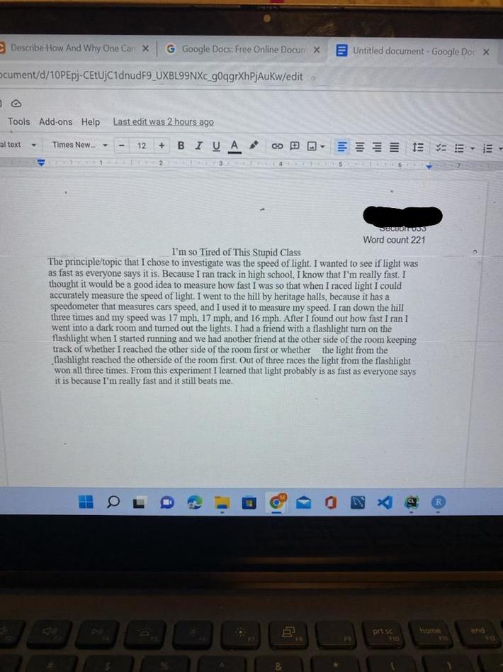 My Sister's Chem 105 assignment that she just turned in. She's pretty ready for the semestwr to be done.