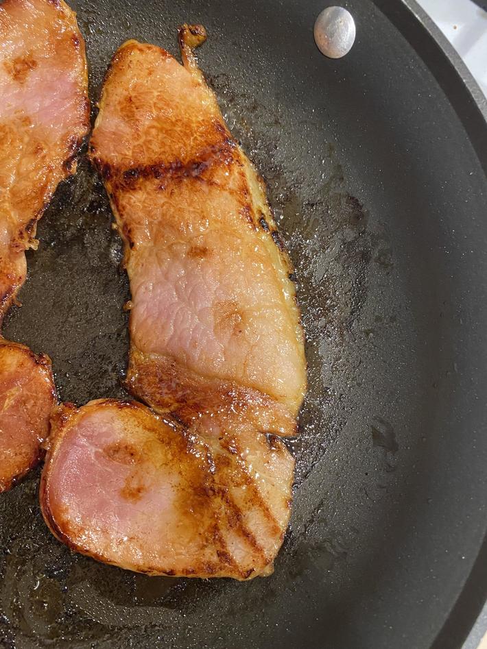 Was frying up some left over Easter ham when suddenly.