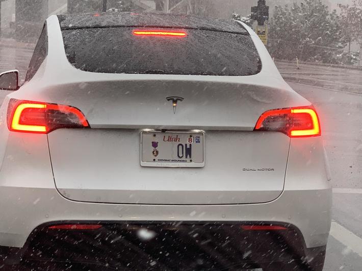 I saw my favorite Purple Heart license plate.
