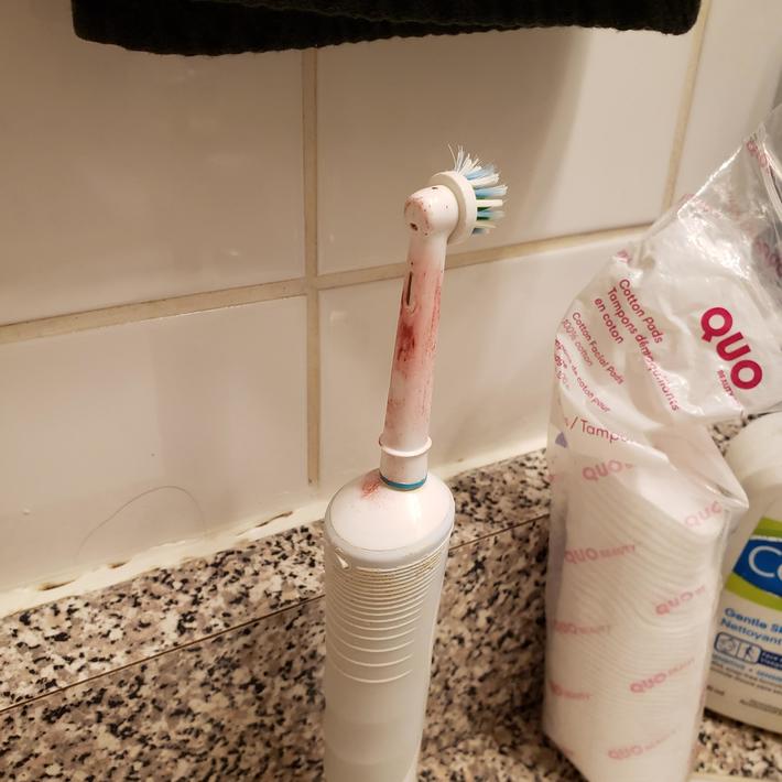 Gave my SO some advice: brush your teeth BEFORE applying lipstick.