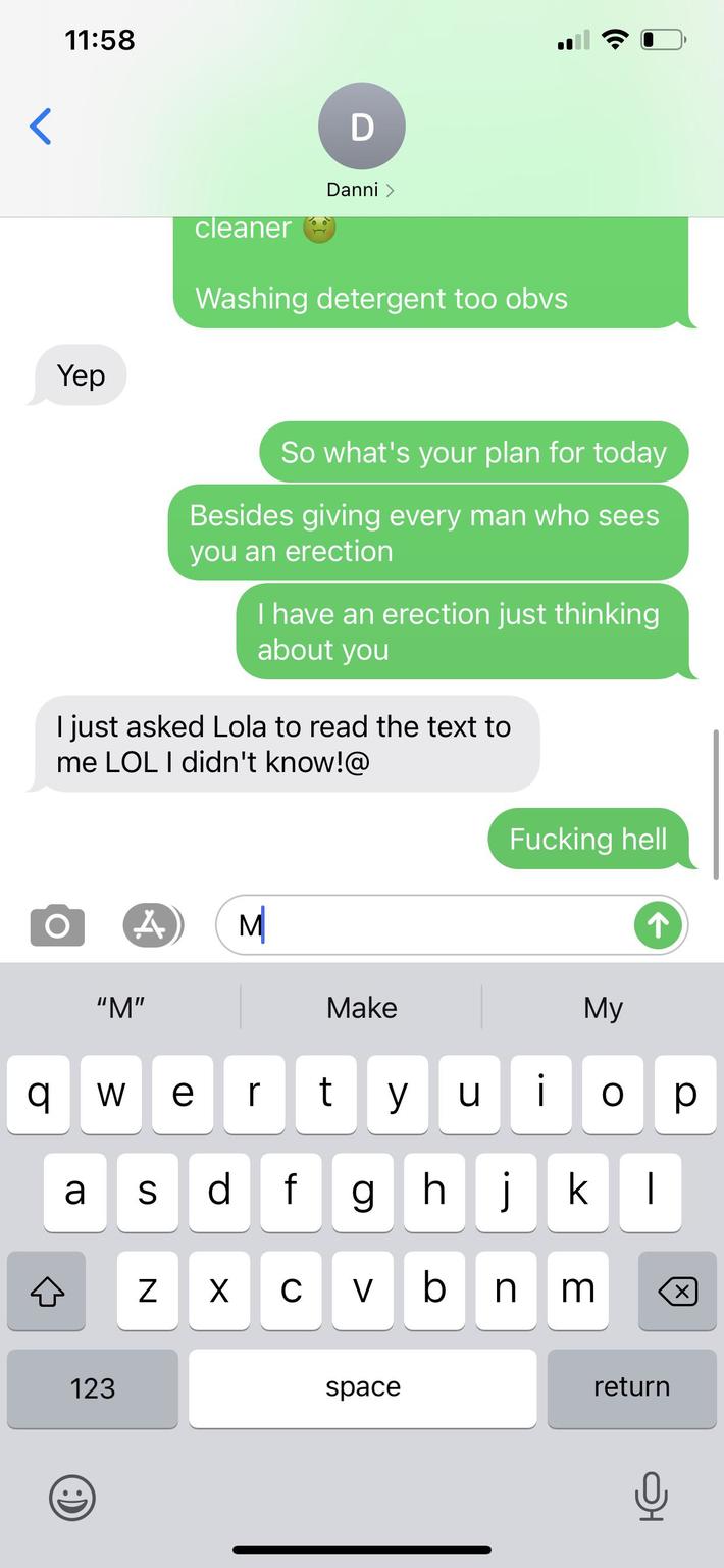 Thought my wife was looking pretty hot when she left the house earlier. Texted her this.. This was her response (Lola is my 10 year old daughter).