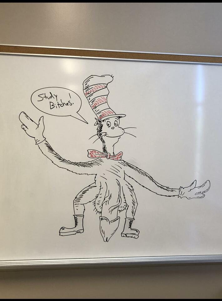 Came back to my college class from lunch, and saw this on the board. (NSFW)