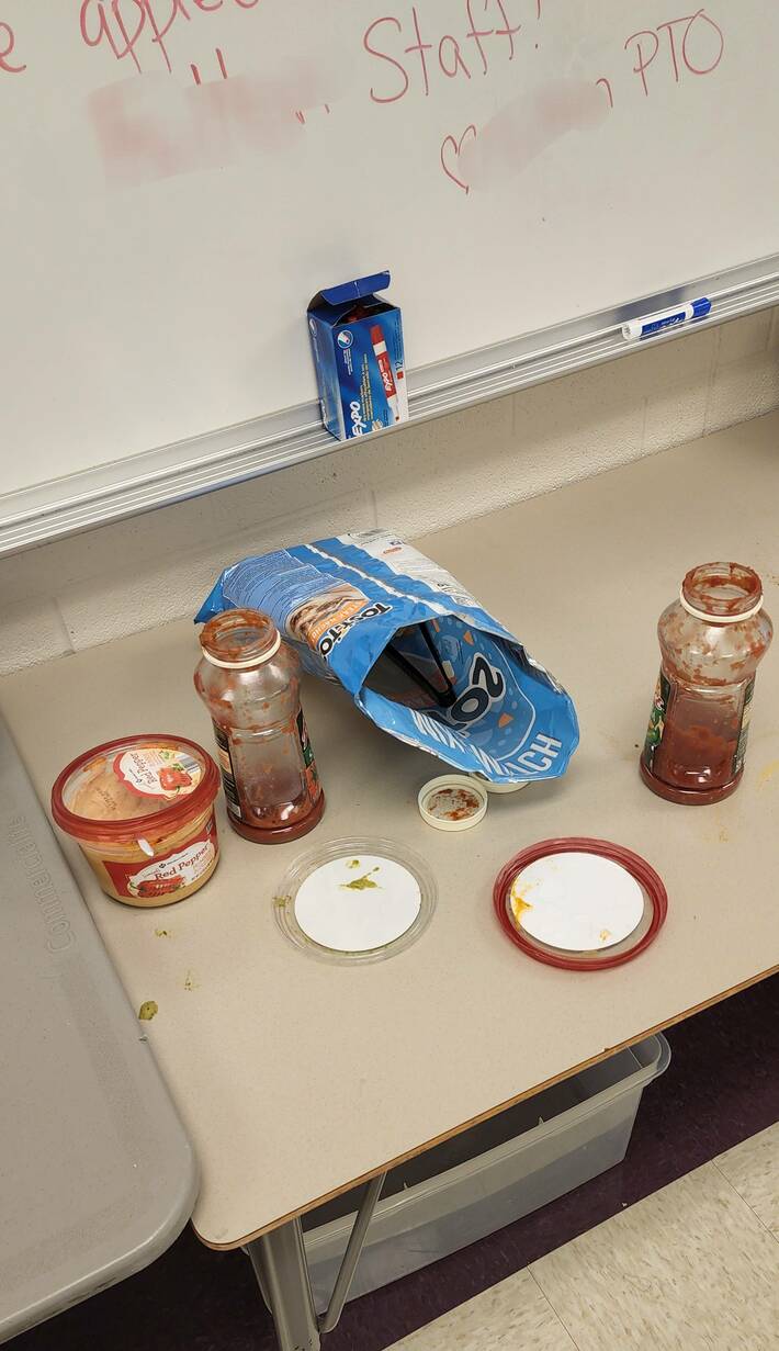 PTO provided a "nacho bar" for us teachers on Cinco de Mayo, during teacher appreciation week...