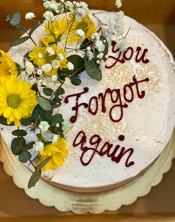 Picked up a fancy cake for my husband on our anniversary.