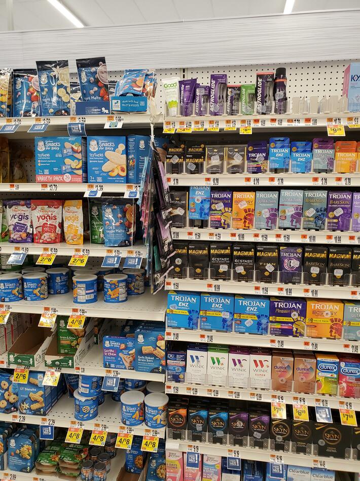 Condoms in the baby aisle? Makes sense...