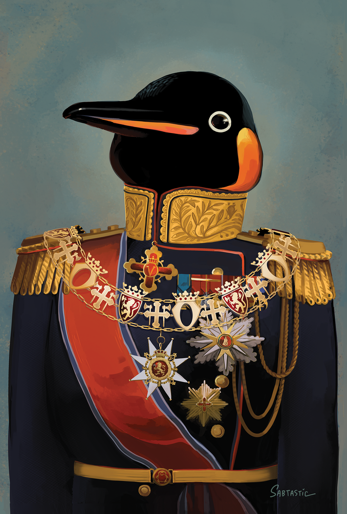 Find the 4 Hidden Penguins. I painted this distinguished man today: