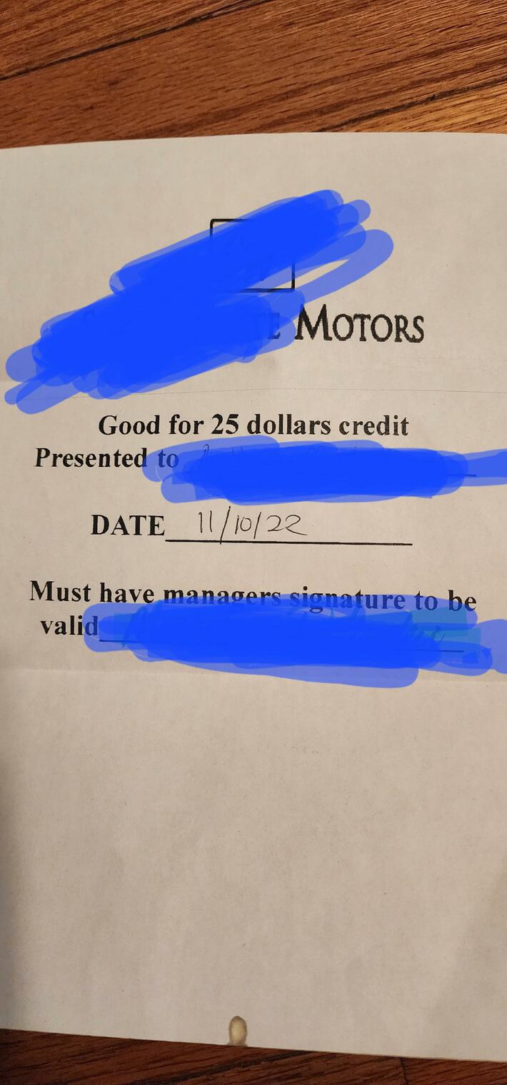 what am I supposed to do with a $25 gift certificate to a car dealership? Buy 1/1000 of a car?