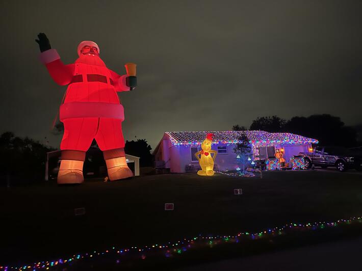 My neighbor’s 3-story tall Santa