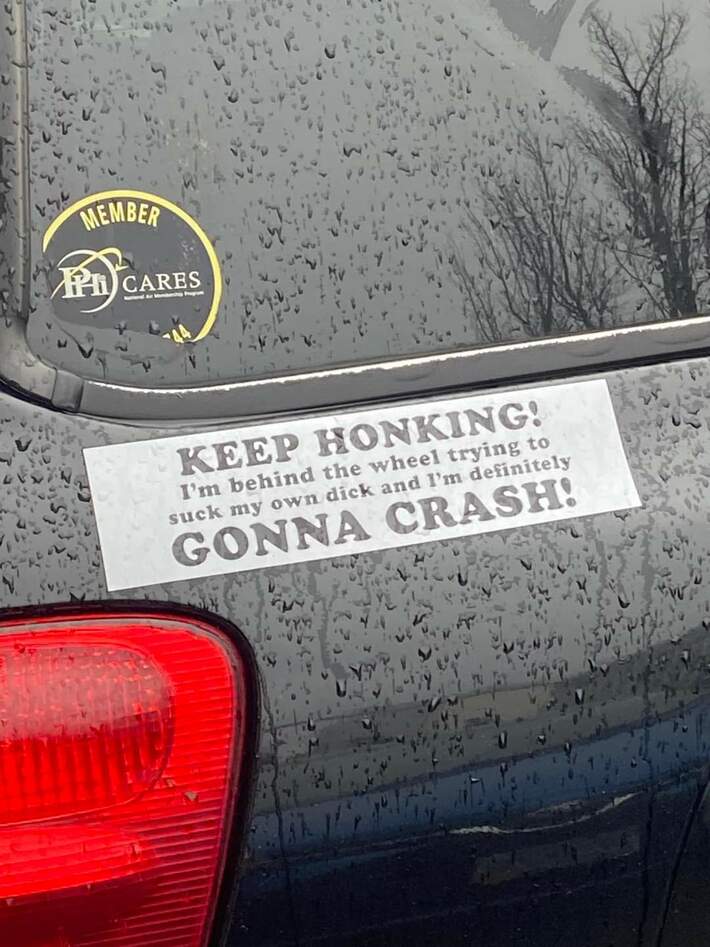 Possibly the strangest bumper sticker I've ever seen