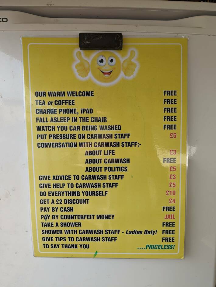 This carwash pricelist!