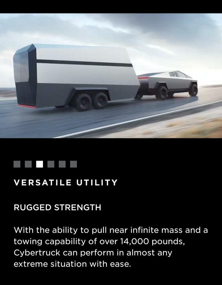 Tesla claims Cybertruck can pull “near infinite mass”.