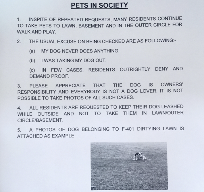 A notice sent to all people in a housing complex