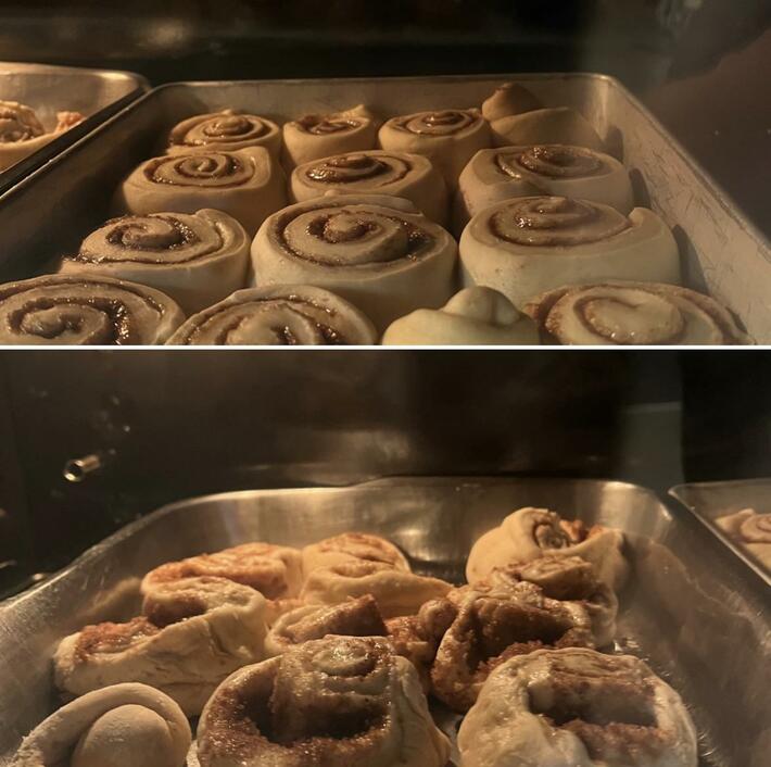 My schools cooking class has two groups. You can tell which group is better at cooking😂